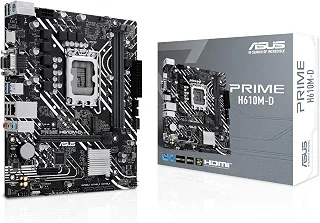 ASUS Placa-mãe Prime H610M-D Intel H610 Micro-ATX (LGA 1700), DDR5, PCIe 4.0, slot M.2, Realtek 1Gb Ethernet, HDMITM/VGA, USB 3.2 Gen 1, SATA 6Gbps, COM Port, RGB Header