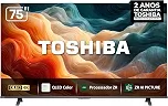 Toshiba Smart TV QLED 4K 75 polegadas M450RS com Processador de AI ZR Dolby Vision Atmos Som Aprimorado por AI Modo Game