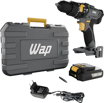 WAP Parafusadeira e Furadeira com Impacto à Bateria 3/8' 21V K21-ID01, com Maleta Organizadora, Torque 21 Níveis, Bivolt