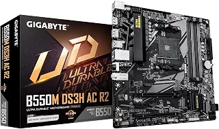 Placa-Mãe Gigabyte B550M DS3H AC R2 DDR4 AM4, Micro-ATX, Wi-Fi 5, 2× M.2, HDMI/DisplayPort, 4× USB 3.2 – Base Gamer/PC AMD