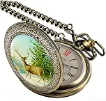 Relógio de bolso clássico com design de cobre, corda manual, mecânico, número romano, steampunk, relógios masculinos com corrente e caixa