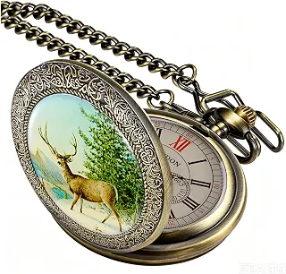 Relógio de bolso clássico com design de cobre, corda manual, mecânico, número romano, steampunk, relógios masculinos com corrente e caixa
