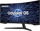 Monitor Gamer Curvo Samsung Odyssey 34’’, Ultra WQHD, 165Hz, 1ms, tela ultrawide, HDMI, Display Port, Freesync Premium, preto, série G5