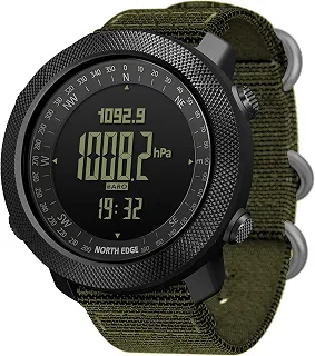 Apache Relógio digital esportivo tático masculino, bússola militar de sobrevivência ao ar livre, robusto, com pulseira durável, pedômetro rastreador de passos e calorias (verde)