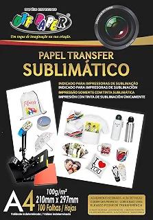 Papel Transfer Sublimático A4 100G, OFF PAPER, Pacote com 100 folhas