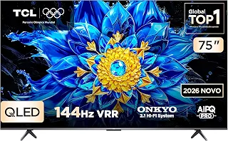 Smart TV TCL 75 Polegadas QLED 4K P8L WiFi Bluetooth Google TV HDR10+ 144 Hz VRR 75P8L