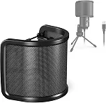 FIFINE Tela de filtro pop, microfone compacto, protetor de vento, com malha de metal para estúdio de gravação, vídeos do YouTube, streaming, podcasts (preto)